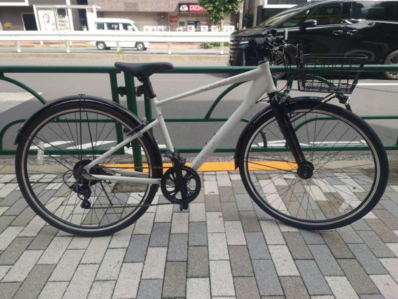 クロスバイク 前バスケット付き 7段ギヤ オートライトカスタマイズして