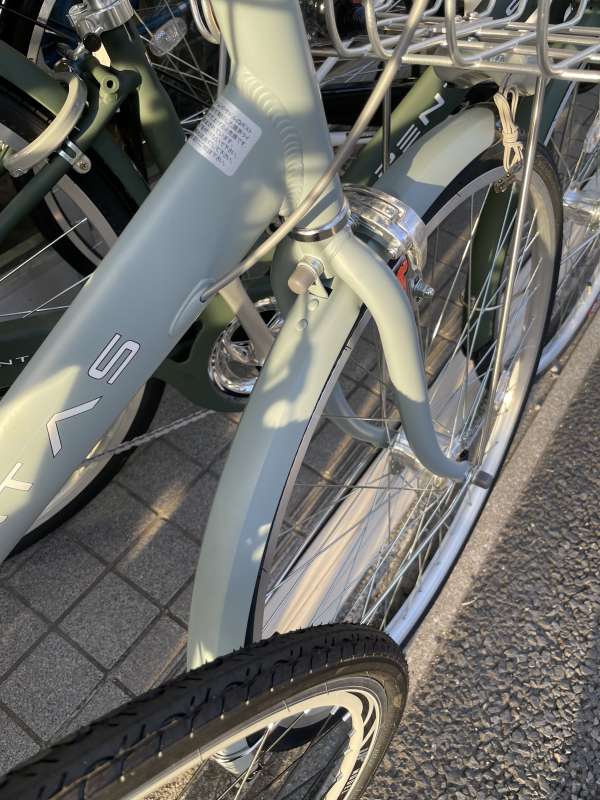 小型自転車　オリーブグリーン ふらっか～ずシュシュ 丸石サイクル 子供乗せ自転車 20インチ